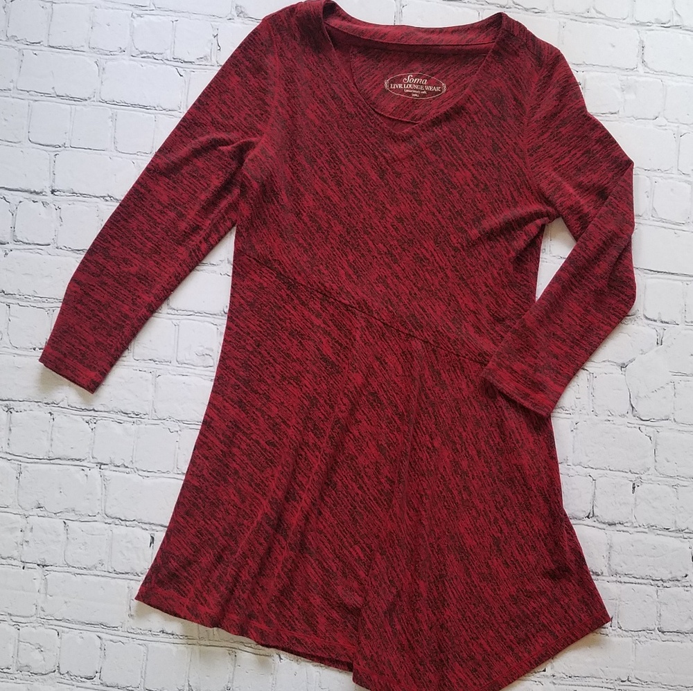 Soma Red & Black Tunic Dress Lounge Wear Sz Small